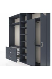 Hyperion Dolap 10 Raflı 3 Çekmeceli 2 Askılı 220x44x243 Antrasit-Antrasit/Antrasit
