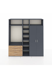 Hyperion Dolap 10 Raflı 3 Çekmeceli 2 Askılı 220x44x243 Antrasit-Antrasit/Çam