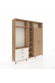 Hyperion Dolap 10 Raflı 3 Çekmeceli 2 Askılı 220x44x243 Çam-Çam/Aytaşı