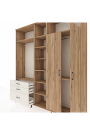 Hyperion Dolap 10 Raflı 3 Çekmeceli 2 Askılı 220x44x243 Çam-Çam/Aytaşı