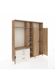 Hyperion Dolap 10 Raflı 3 Çekmeceli 2 Askılı 220x44x243 Çam-Çam/Aytaşı