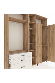 Hyperion Dolap 10 Raflı 3 Çekmeceli 2 Askılı 220x44x243 Çam-Çam/Aytaşı