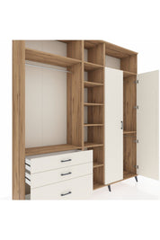 Hyperion Dolap 10 Raflı 3 Çekmeceli 2 Askılı 220x44x243 Çam-Aytaşı/Aytaşı