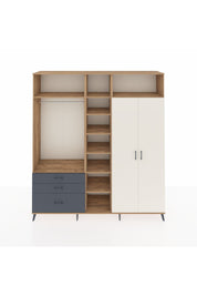 Hyperion Dolap 10 Raflı 3 Çekmeceli 2 Askılı 220x44x243 Çam-Aytaşı/Antrasit