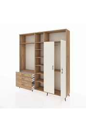 Hyperion Dolap 10 Raflı 3 Çekmeceli 2 Askılı 220x44x243 Çam-Aytaşı/Çam
