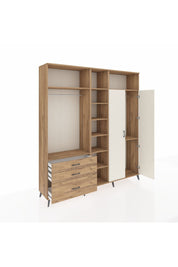 Hyperion Dolap 10 Raflı 3 Çekmeceli 2 Askılı 220x44x243 Çam-Aytaşı/Çam