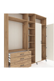 Hyperion Dolap 10 Raflı 3 Çekmeceli 2 Askılı 220x44x243 Çam-Aytaşı/Çam