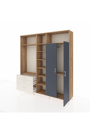 Hyperion Dolap 10 Raflı 3 Çekmeceli 2 Askılı 220x44x243 Çam-Antrasit/Aytaşı