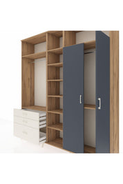 Hyperion Dolap 10 Raflı 3 Çekmeceli 2 Askılı 220x44x243 Çam-Antrasit/Aytaşı