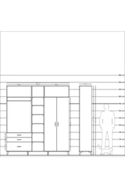 Hyperion Dolap 10 Raflı 3 Çekmeceli 2 Askılı 220x44x243 - S553M054V26B