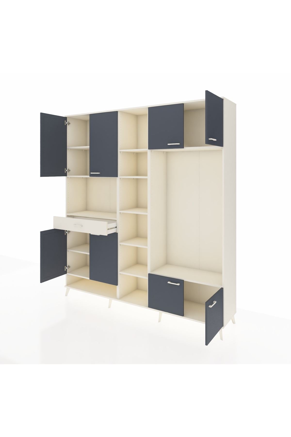 Hyperion Dolap 12 Raflı Tek Çekmeceli 8 Kapaklı 220x44x243 - S553M044V07B