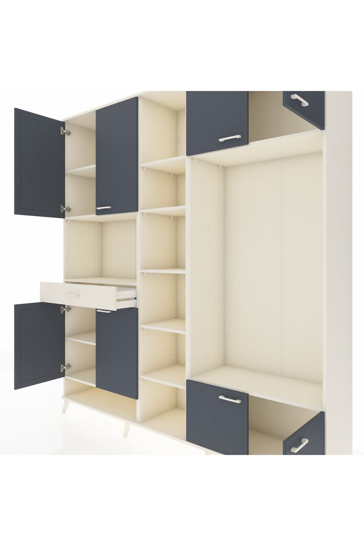 Hyperion Dolap 12 Raflı Tek Çekmeceli 8 Kapaklı 220x44x243 - S553M044V07B