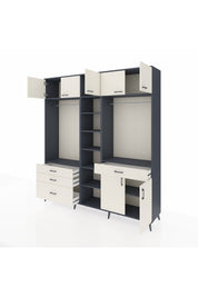 Hyperion Gardrop 11 Raflı 4 Çekmeceli 2 Askılı 220x44x243 Antrasit-Aytaşı/Aytaşı