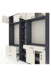 Hyperion Gardrop 11 Raflı 4 Çekmeceli 2 Askılı 220x44x243 Antrasit-Aytaşı/Aytaşı