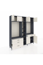 Hyperion Gardrop 11 Raflı 4 Çekmeceli 2 Askılı 220x44x243 Antrasit-Aytaşı/Aytaşı