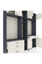 Hyperion Gardrop 11 Raflı 4 Çekmeceli 2 Askılı 220x44x243 Antrasit-Aytaşı/Aytaşı