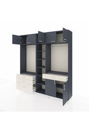 Hyperion Dolap 11 Raflı 4 Çekmeceli 2 Askılı 220x44x243 Antrasit-Antrasit/Aytaşı