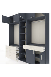 Hyperion Dolap 11 Raflı 4 Çekmeceli 2 Askılı 220x44x243 Antrasit-Antrasit/Aytaşı