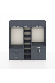 Hyperion Gardrop 11 Raflı 4 Çekmeceli 2 Askılı 220x44x243 Antrasit-Antrasit/Antrasit