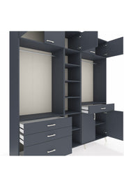 Hyperion Gardrop 11 Raflı 4 Çekmeceli 2 Askılı 220x44x243 Antrasit-Antrasit/Antrasit