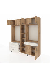 Hyperion Dolap 11 Raflı 4 Çekmeceli 2 Askılı 220x44x243 Çam-Çam/Aytaşı