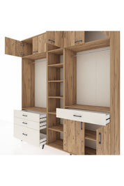 Hyperion Dolap 11 Raflı 4 Çekmeceli 2 Askılı 220x44x243 Çam-Çam/Aytaşı
