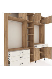 Hyperion Dolap 11 Raflı 4 Çekmeceli 2 Askılı 220x44x243 Çam-Çam/Aytaşı