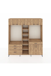 Hyperion Gardrop 11 Raflı 4 Çekmeceli 2 Askılı 220x44x243 Çam-Çam/Çam