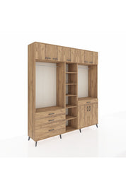 Hyperion Gardrop 11 Raflı 4 Çekmeceli 2 Askılı 220x44x243 Çam-Çam/Çam