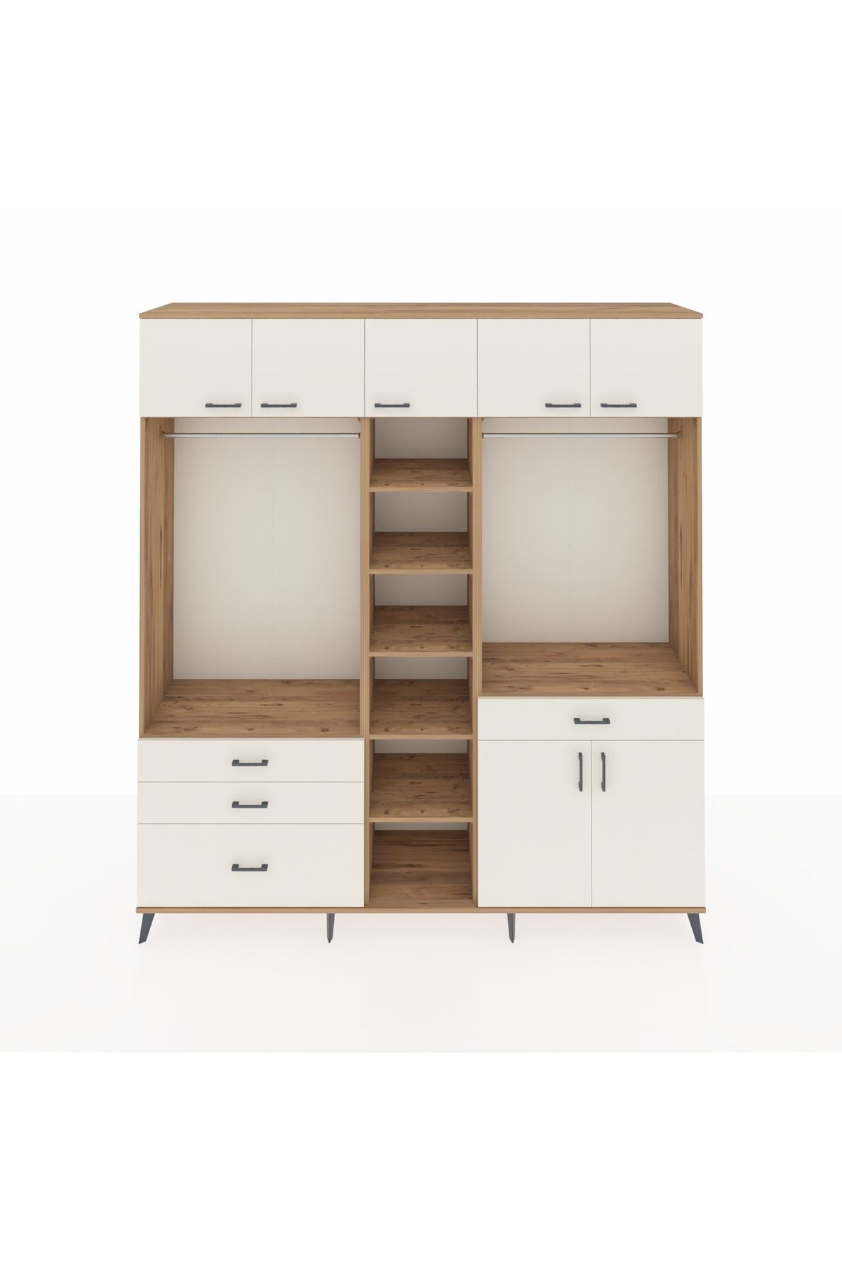 Hyperion Gardrop 11 Raflı 4 Çekmeceli 2 Askılı 220x44x243 Çam-Aytaşı/Aytaşı