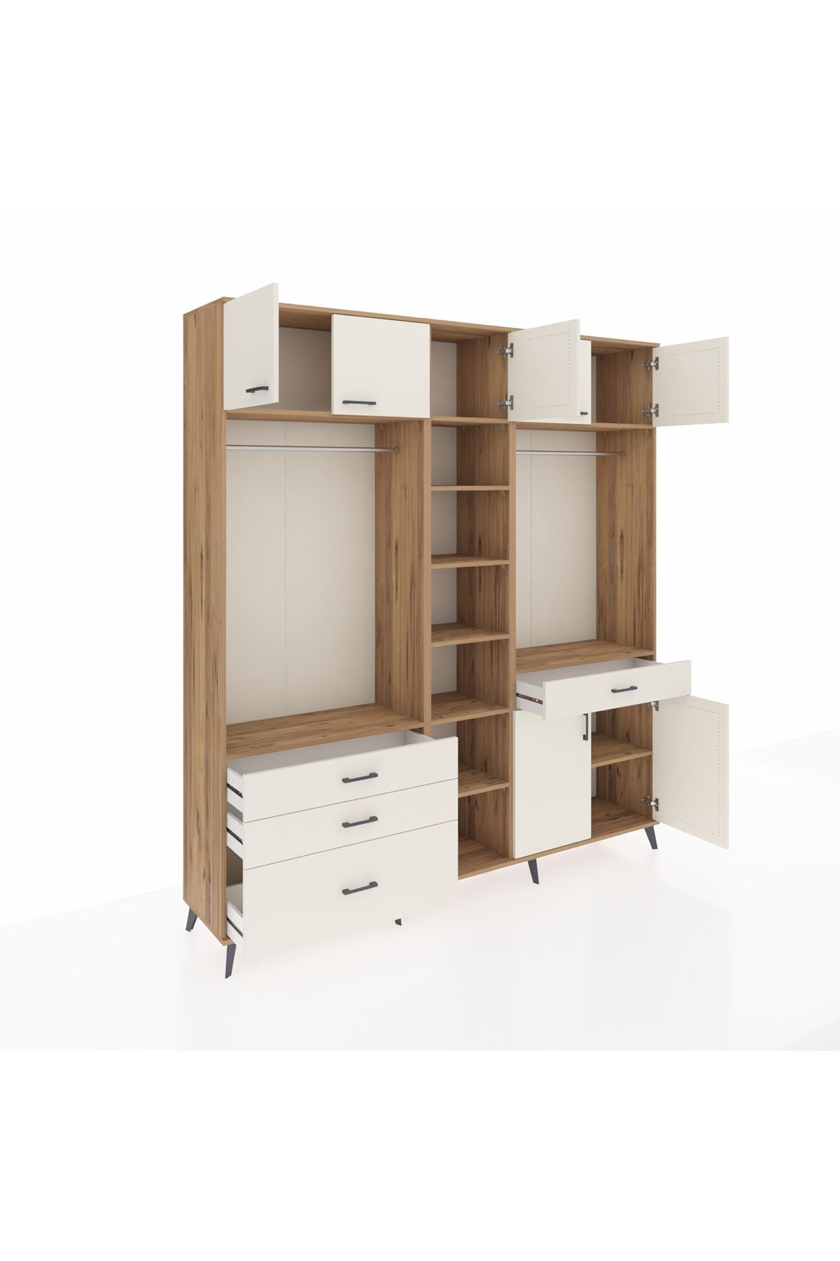 Hyperion Gardrop 11 Raflı 4 Çekmeceli 2 Askılı 220x44x243 Çam-Aytaşı/Aytaşı