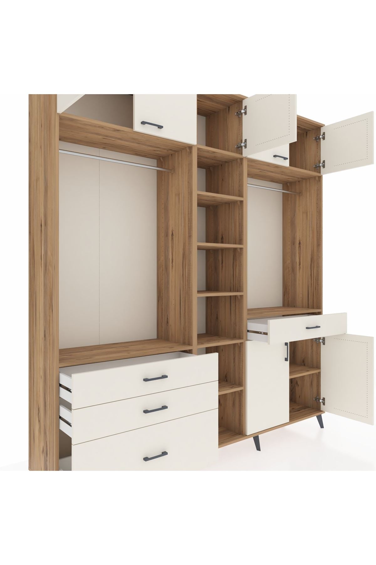 Hyperion Gardrop 11 Raflı 4 Çekmeceli 2 Askılı 220x44x243 Çam-Aytaşı/Aytaşı