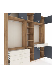 Hyperion Dolap 11 Raflı 4 Çekmeceli 2 Askılı 220x44x243 Çam-Antrasit/Aytaşı