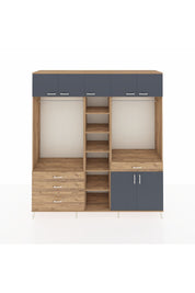 Hyperion Dolap 11 Raflı 4 Çekmeceli 2 Askılı 220x44x243 Çam-Antrasit/Çam