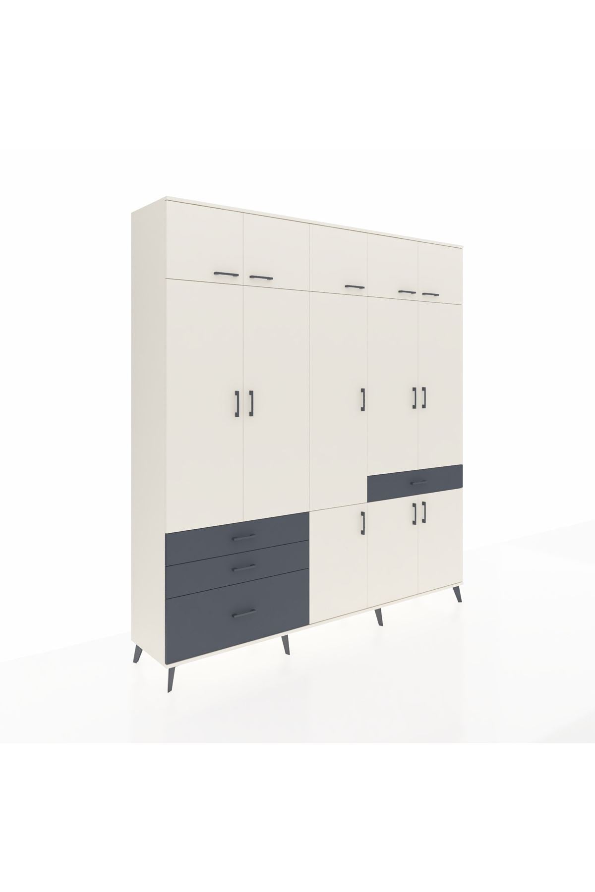 Hyperion Dolap 8 Raflı 4 Çekmeceli 3 Askılı 220x44x243 - S553M058V05B