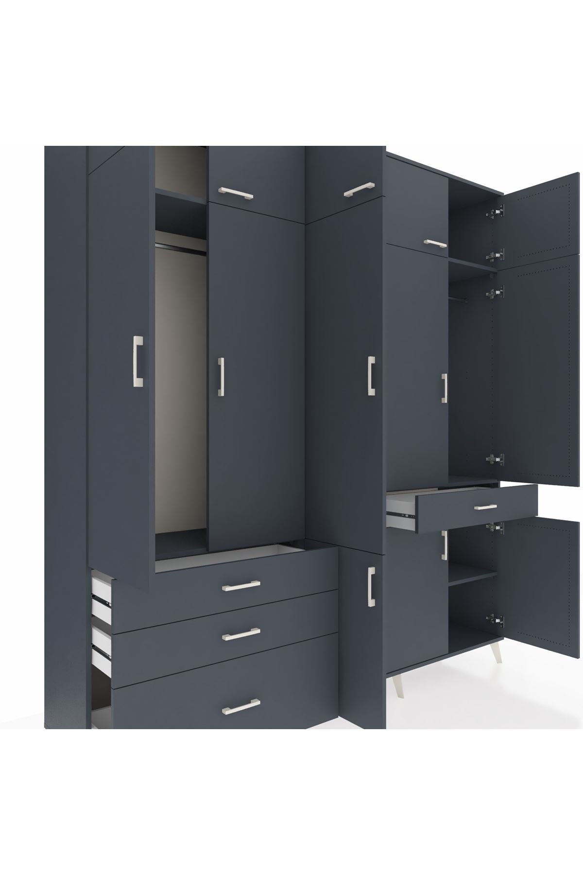Hyperion Dolap 8 Raflı 4 Çekmeceli 3 Askılı 220x44x243 - S553M058V17B