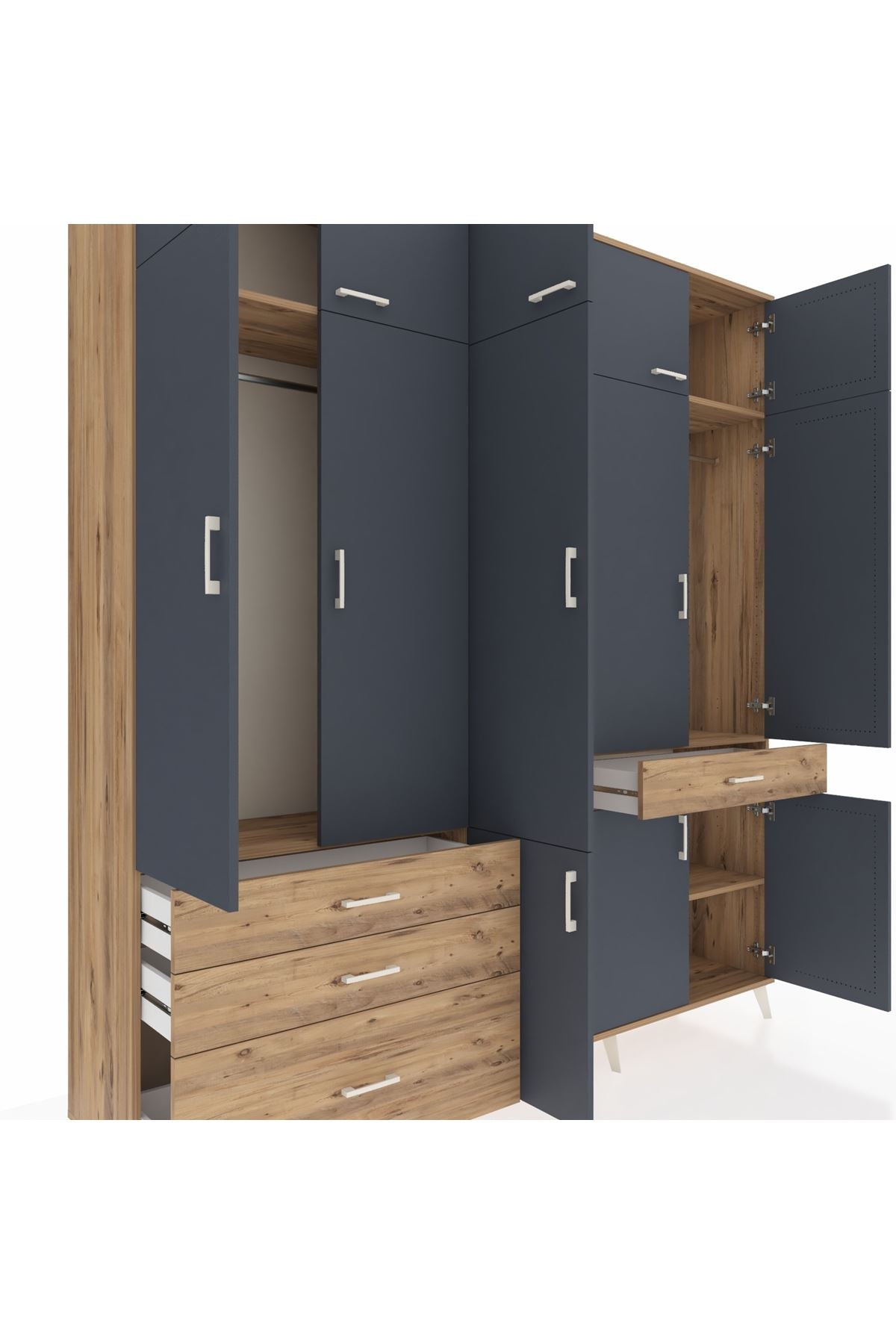 Hyperion Dolap 8 Raflı 4 Çekmeceli 3 Askılı 220x44x243 - S553M058V27B