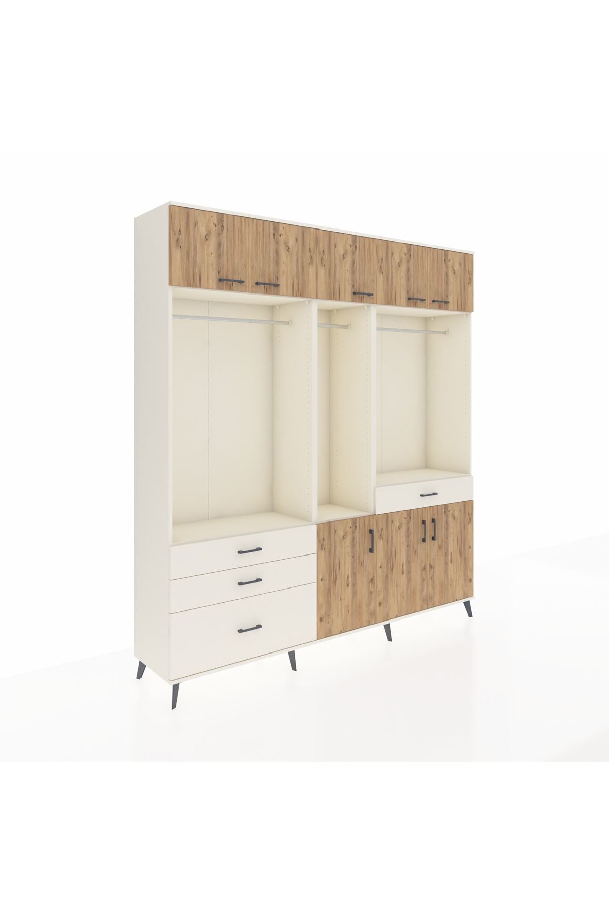 Hyperion Dolap 8 Raflı 4 Çekmeceli 3 Askılı 220x44x243 Aytaşı-Çam/Aytaşı