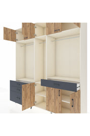 Hyperion Dolap 8 Raflı 4 Çekmeceli 3 Askılı 220x44x243 Aytaşı-Çam/Antrasit