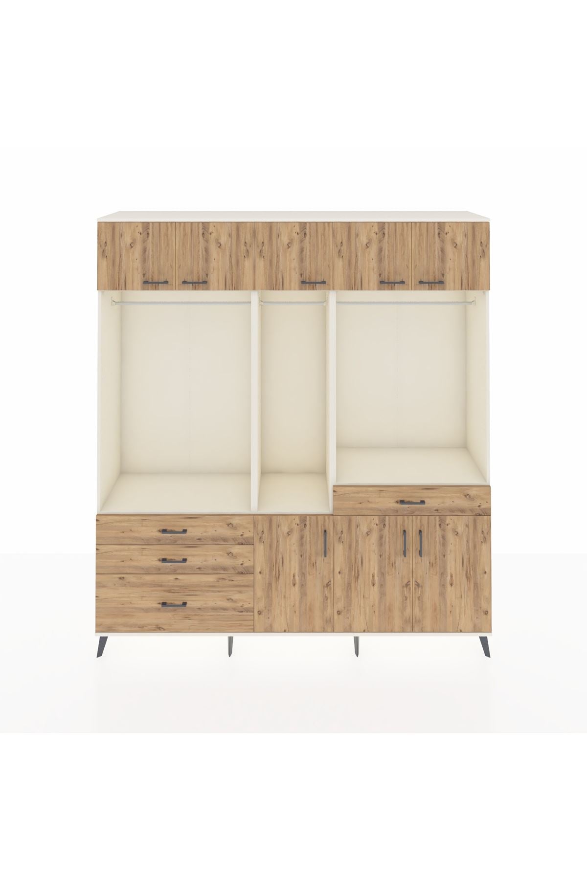 Hyperion Gardrop 8 Raflı 4 Çekmeceli 3 Askılı 220x44x243 Aytaşı-Çam/Çam