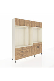 Hyperion Gardrop 8 Raflı 4 Çekmeceli 3 Askılı 220x44x243 Aytaşı-Çam/Çam