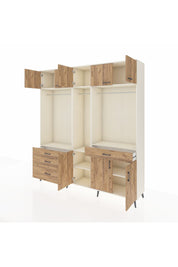 Hyperion Gardrop 8 Raflı 4 Çekmeceli 3 Askılı 220x44x243 Aytaşı-Çam/Çam