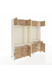 Hyperion Gardrop 8 Raflı 4 Çekmeceli 3 Askılı 220x44x243 Aytaşı-Çam/Çam