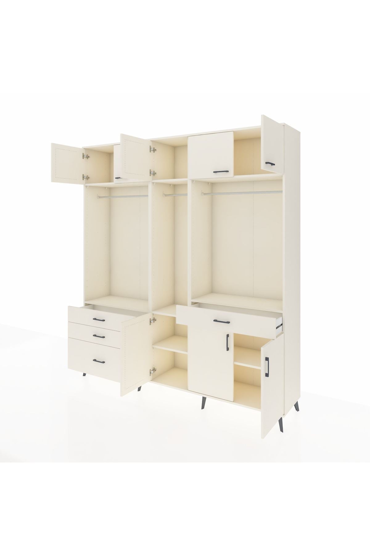 Hyperion Gardrop 8 Raflı 4 Çekmeceli 3 Askılı 220x44x243 Aytaşı-Aytaşı/Aytaşı