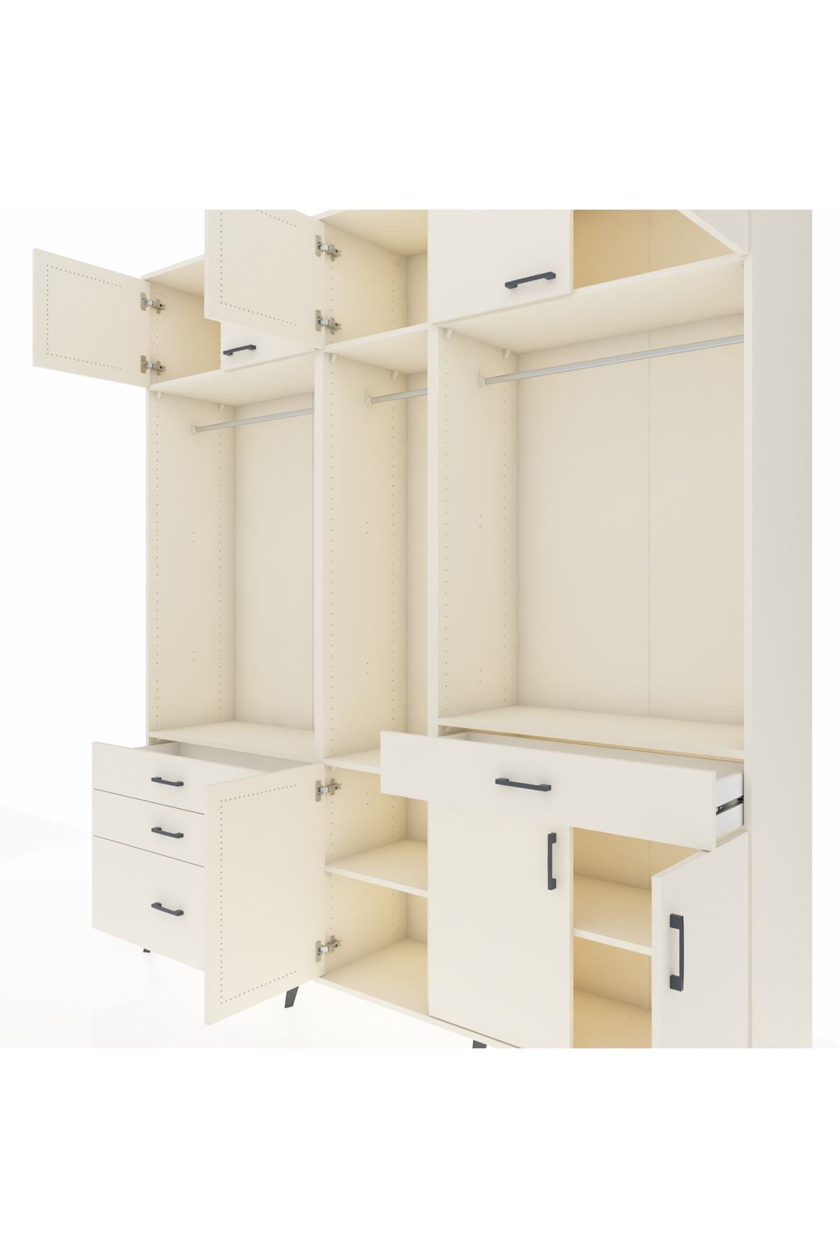 Hyperion Gardrop 8 Raflı 4 Çekmeceli 3 Askılı 220x44x243 Aytaşı-Aytaşı/Aytaşı