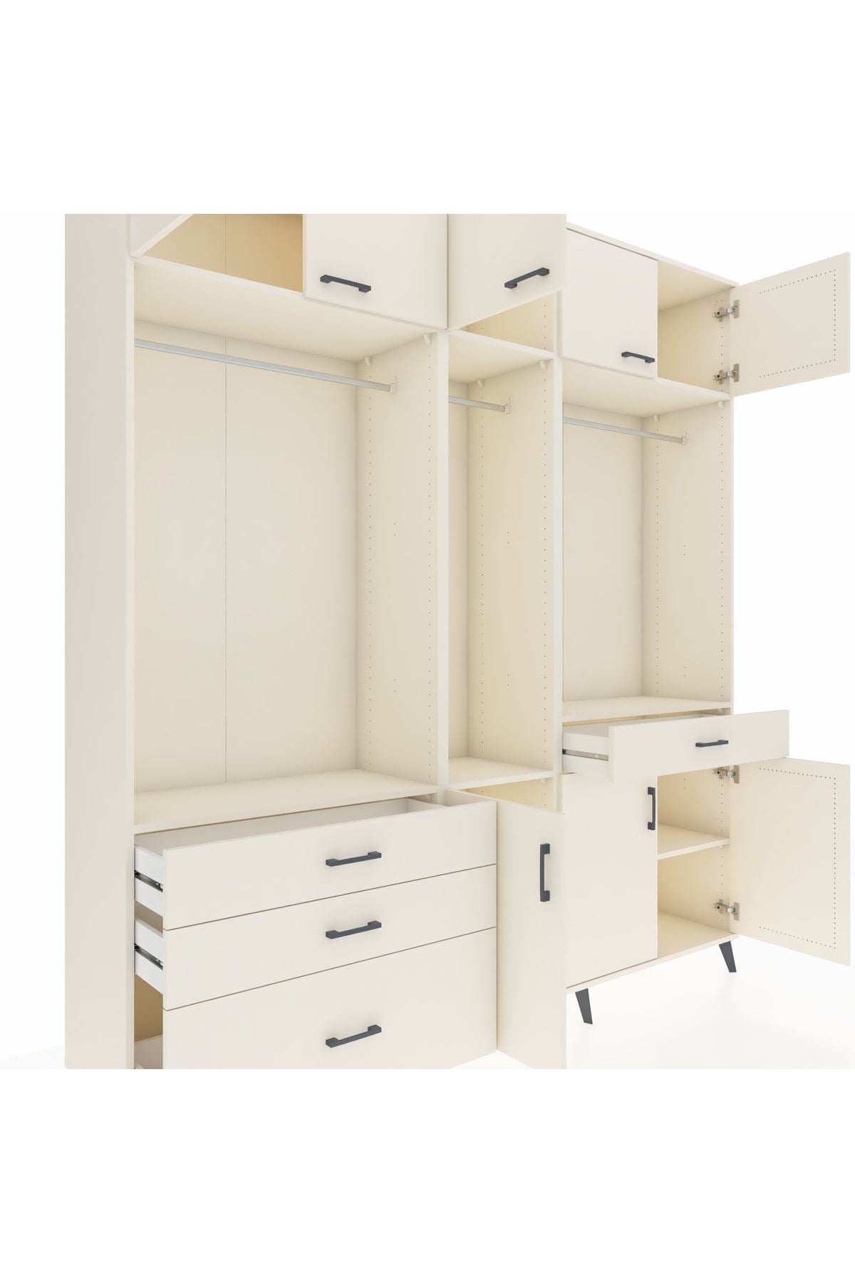 Hyperion Gardrop 8 Raflı 4 Çekmeceli 3 Askılı 220x44x243 Aytaşı-Aytaşı/Aytaşı