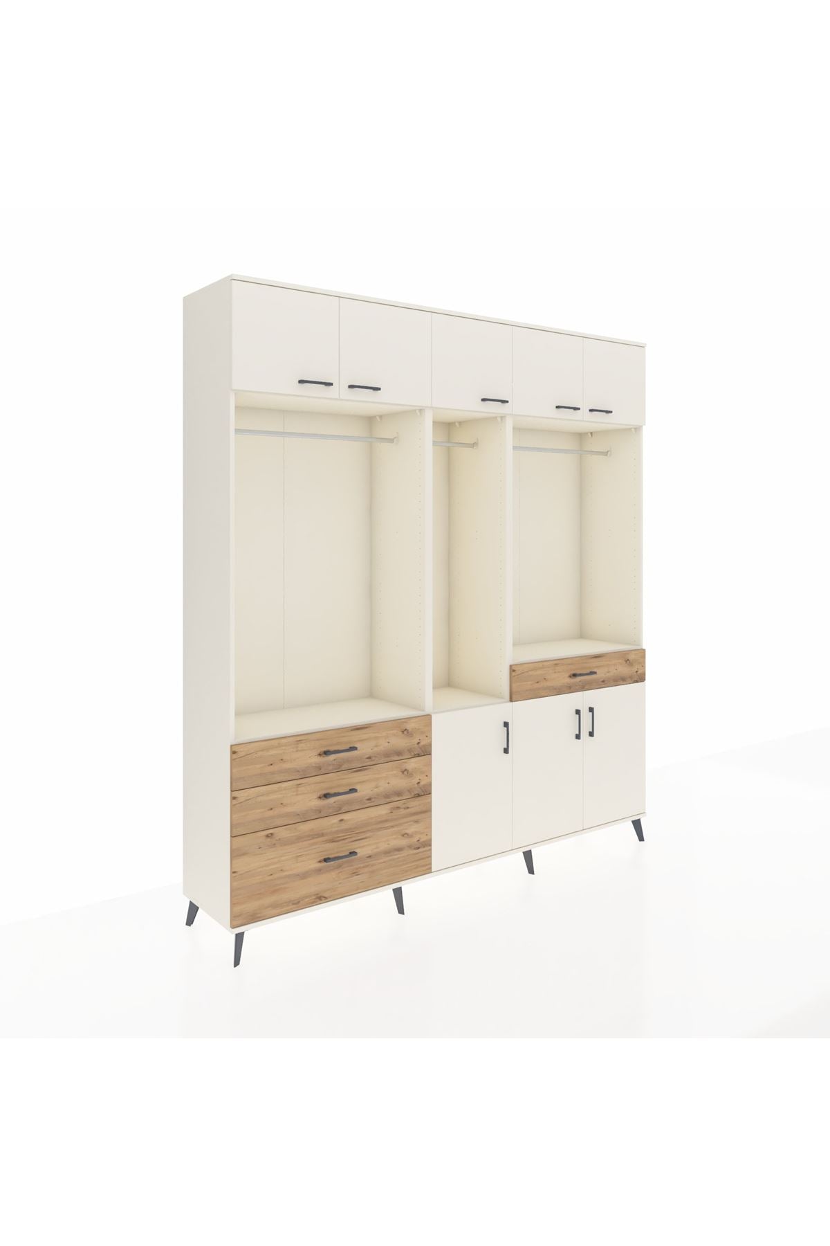 Hyperion Dolap 8 Raflı 4 Çekmeceli 3 Askılı 220x44x243 Aytaşı-Aytaşı/Çam