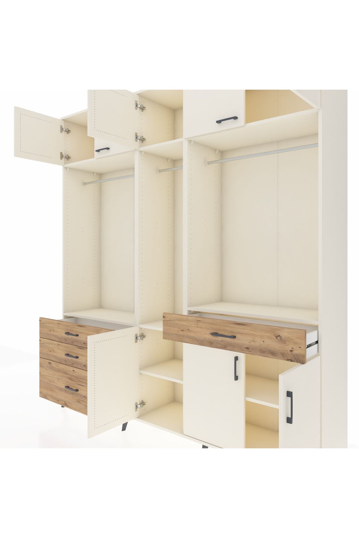 Hyperion Dolap 8 Raflı 4 Çekmeceli 3 Askılı 220x44x243 Aytaşı-Aytaşı/Çam