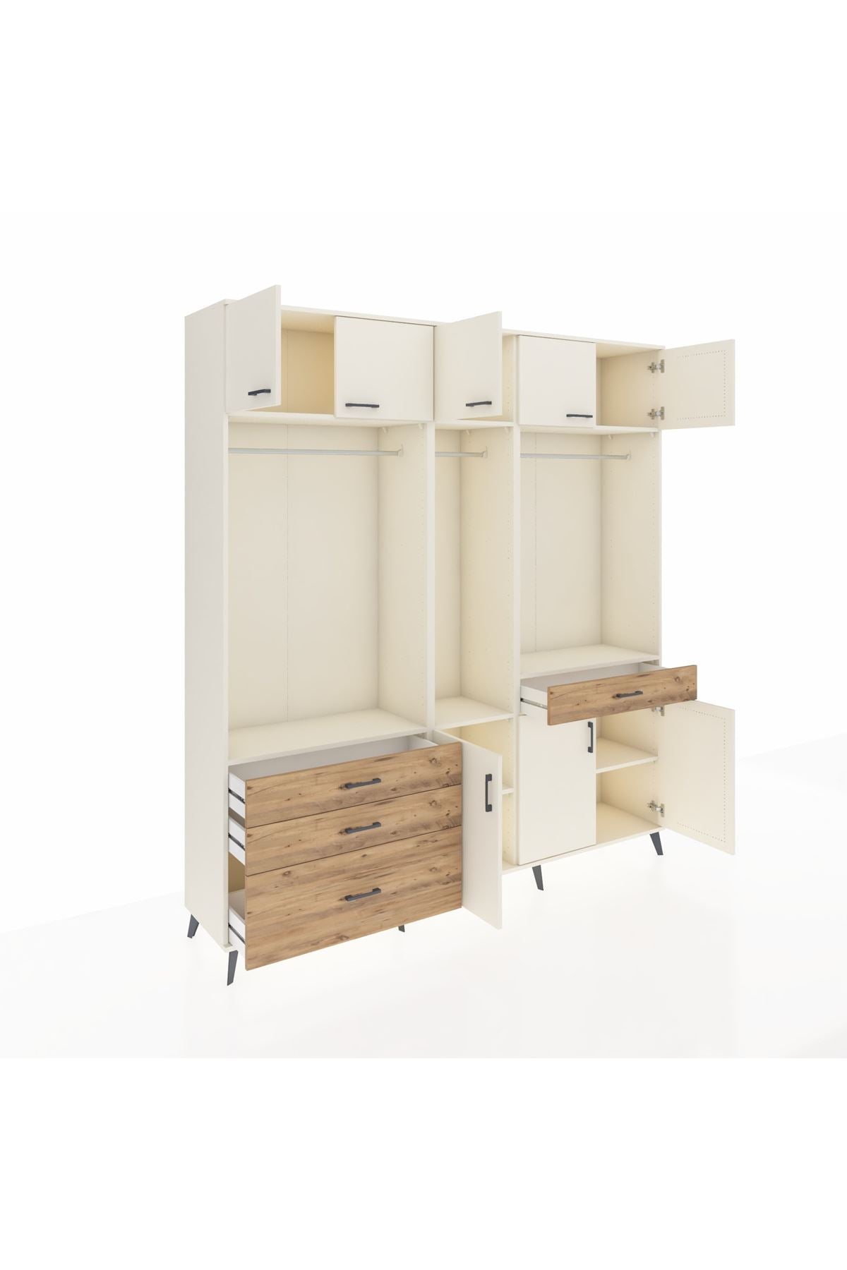 Hyperion Dolap 8 Raflı 4 Çekmeceli 3 Askılı 220x44x243 Aytaşı-Aytaşı/Çam