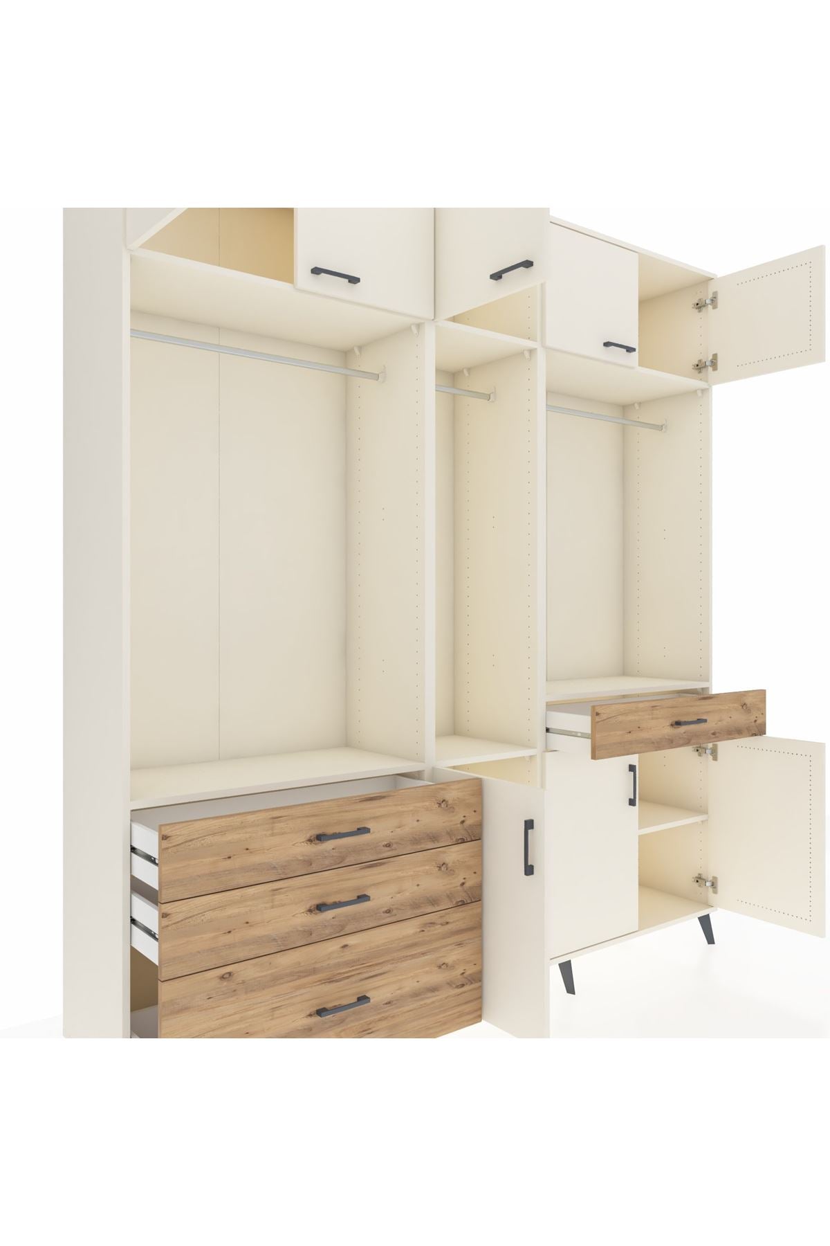 Hyperion Dolap 8 Raflı 4 Çekmeceli 3 Askılı 220x44x243 Aytaşı-Aytaşı/Çam